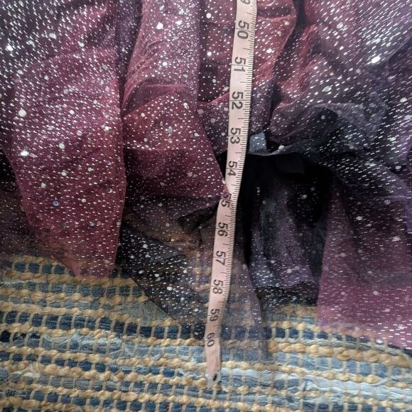 NWT Evening Gown 5X Black Purple Ombre Floor Length Vneck Sheer Overlay Fully Li - Picture 3 of 7